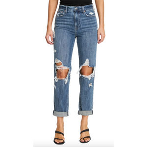 Pistola Denim Presley High Rise Relaxed Roller Jeans Sz 25 NWT Medium Distressed